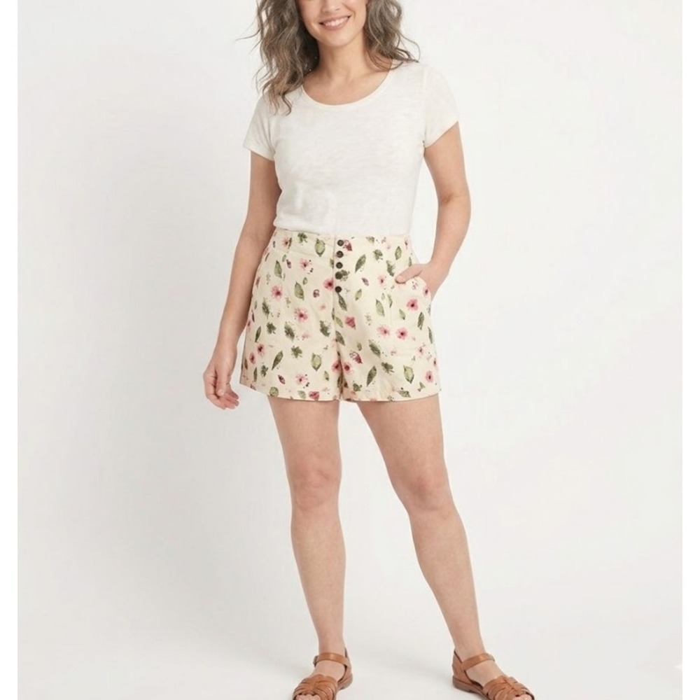 New Cato‎ Multi Color Floral Cotton Button Summer Shorts size 22W